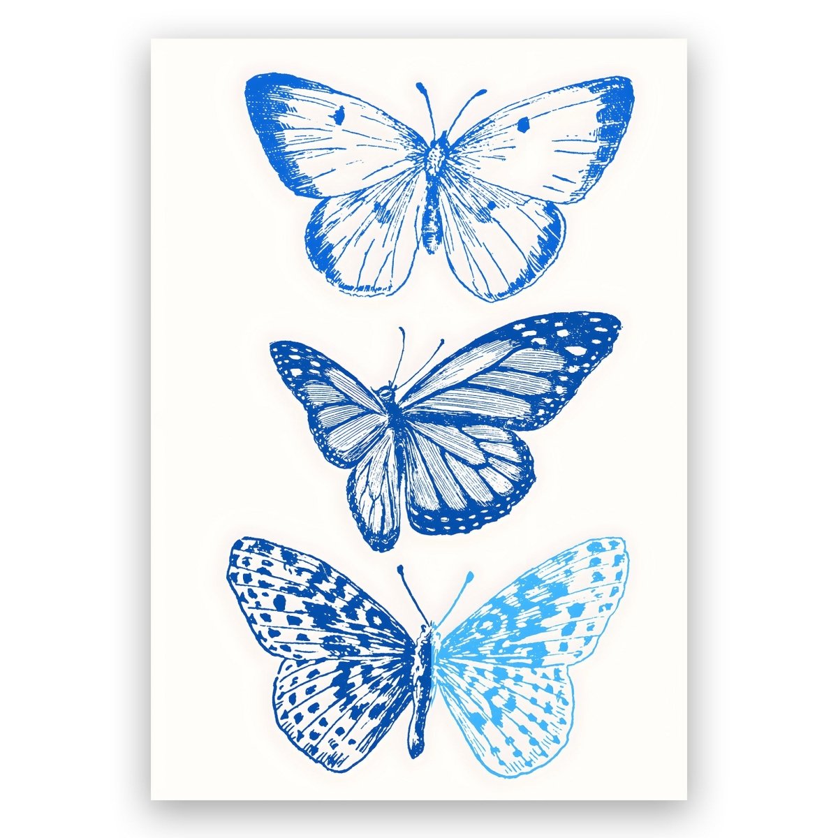 Blue Butterfly Trio Poster - ReeseFaithDesigns